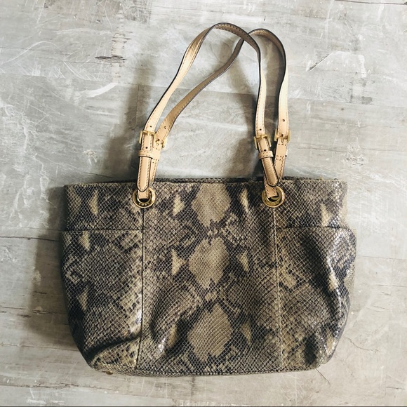 Michael Kors Handbags - Michael Kors Gray/Tan Python Bag